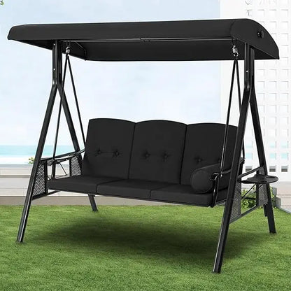 Porch Swing Chair with Adjustable Backrest Canopy
