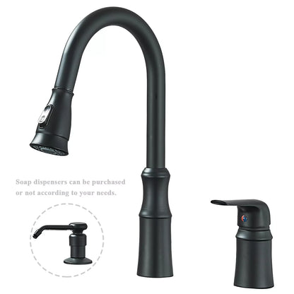 Matte Black Kitchen Sink Faucet with Pull Down Sprayer