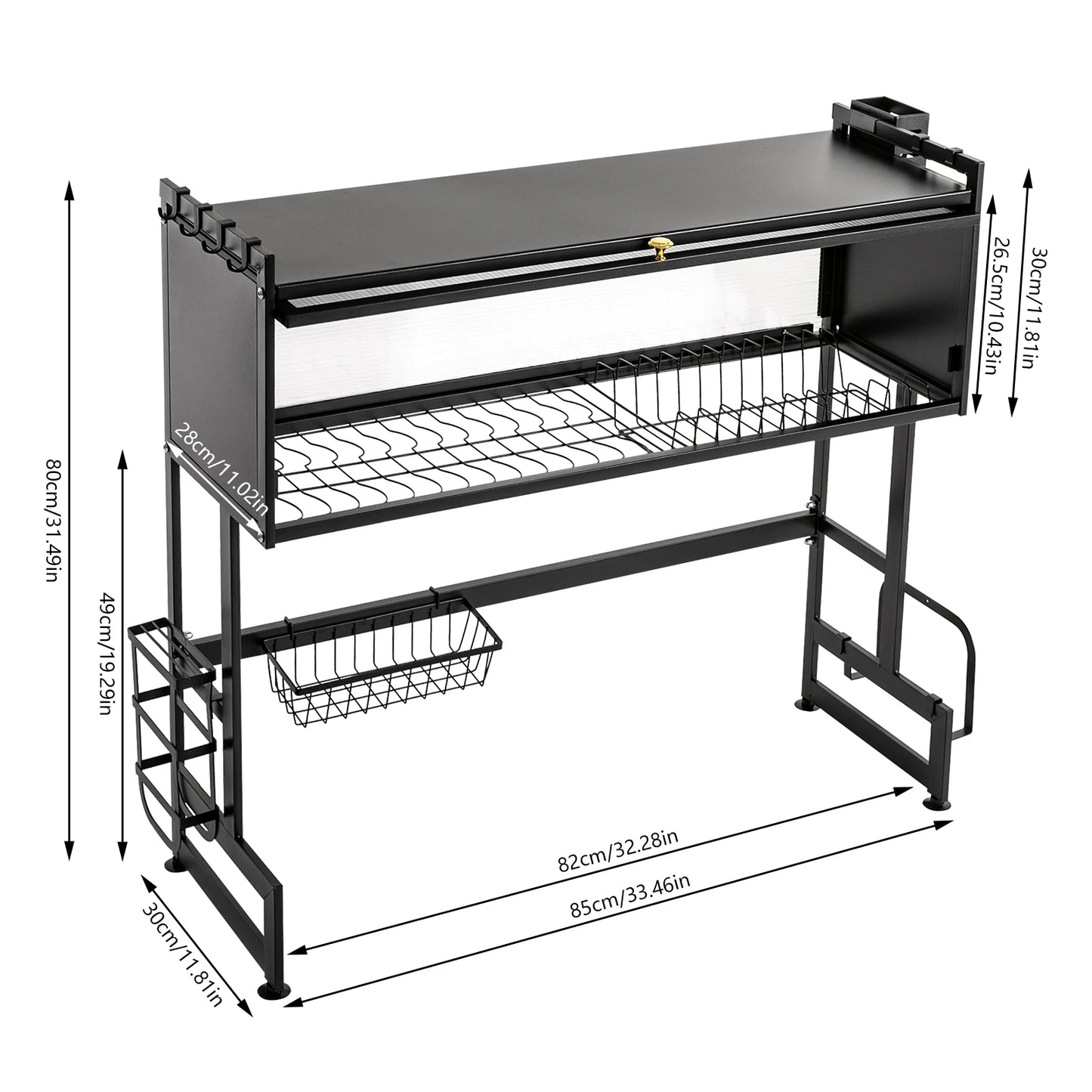 Large 2-Tier Dish Drainer with Cutlery Holder
