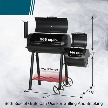 Outdoor Charcoal Grill Smoker with Large Cooking Area