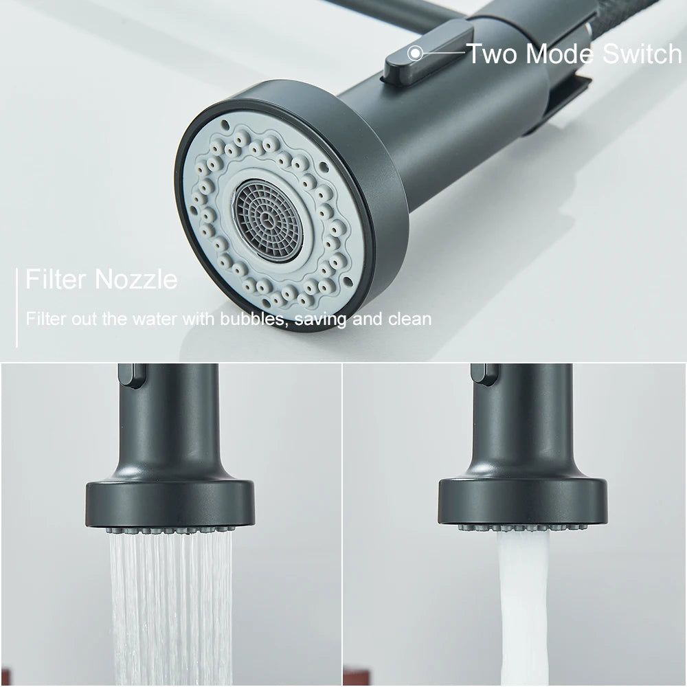 Matte Black Kitchen Sink Faucet One Handle Spring Mounted Kitchen Crane