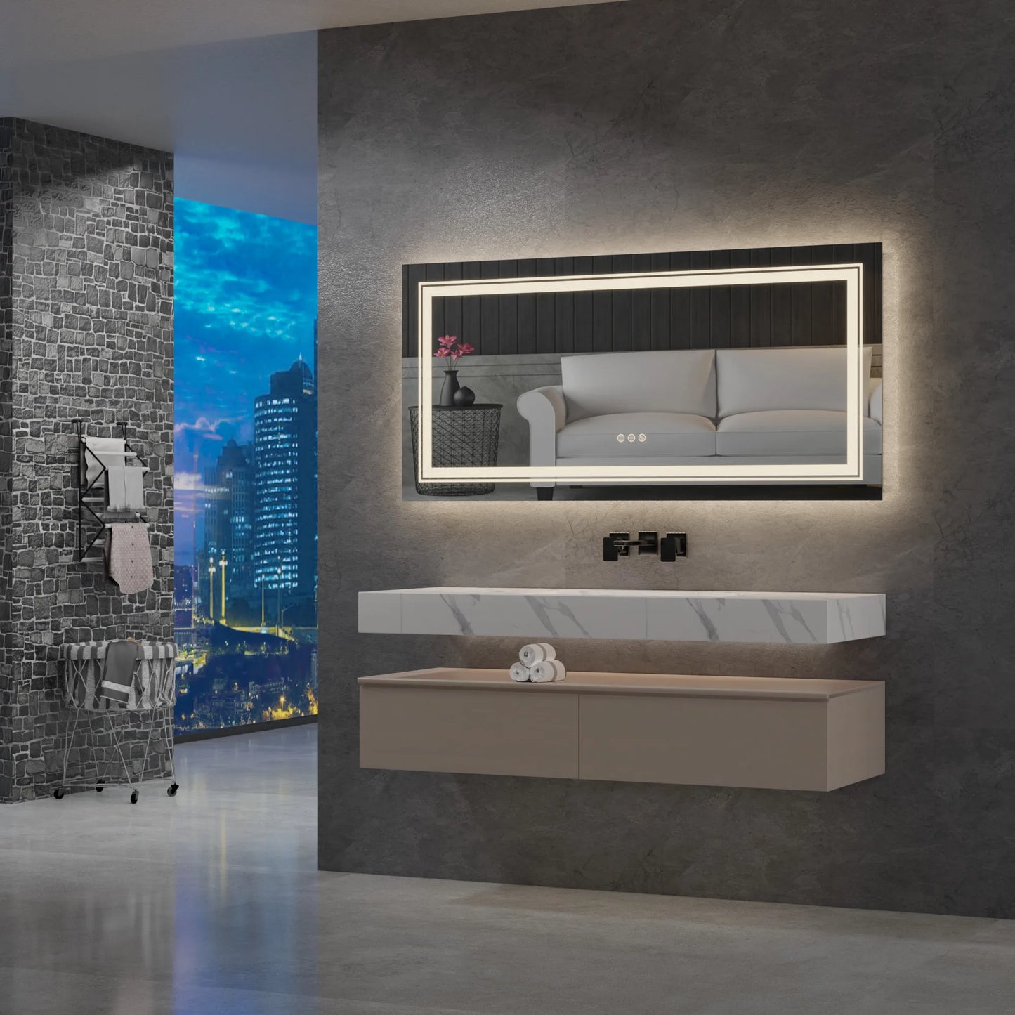 40x24 Inch LED Mirror with Front Light and Backlit