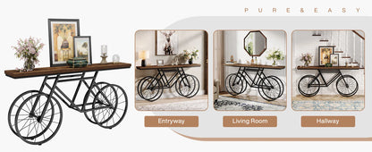 70.9-Inch Extra Long Console Table with Bicycle Metal Base