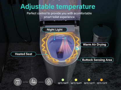 One-Piece Toilet with Dual Auto Flush in 1.28GPF