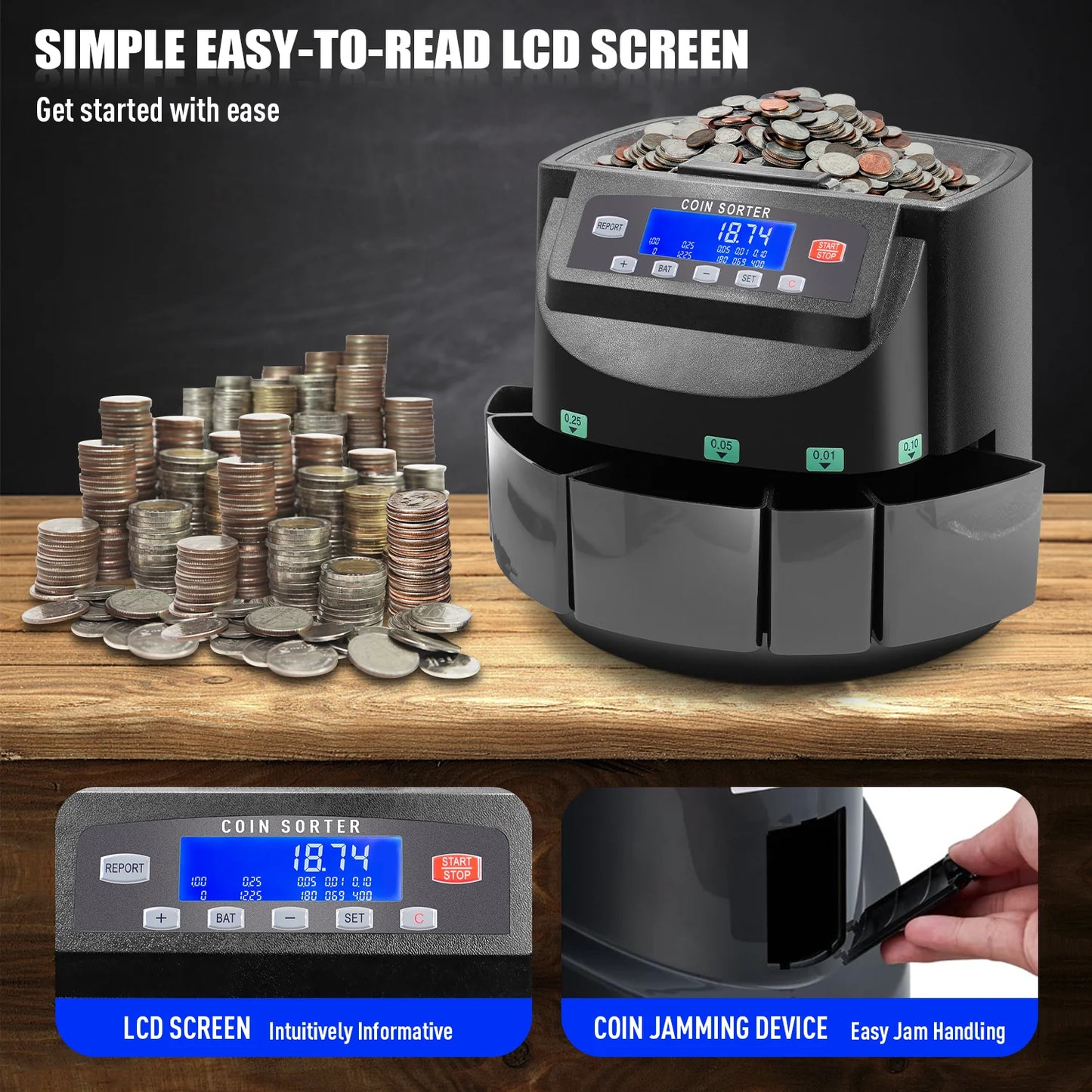 Automatic Dollar Coin Counter an LCD Display for Counting
