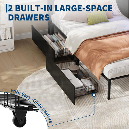 Twin Corner Bed Frame With Charging Station