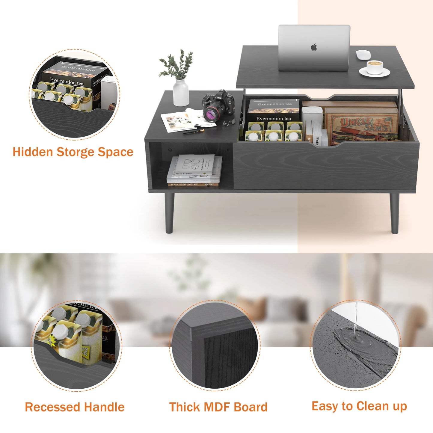 39.37"x19.7" Easy Lift Top Coffee Tables