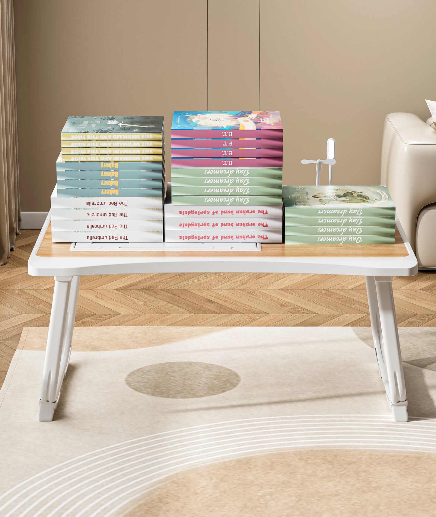 Foldable laptop desk with sturdy desk drawers