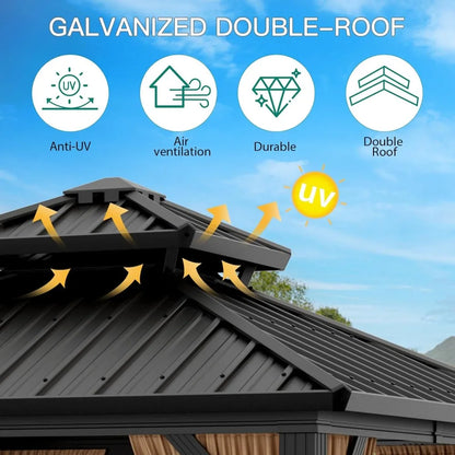 Durable Aluminum 10x10 Outdoor Gazebo with Permanent Roof