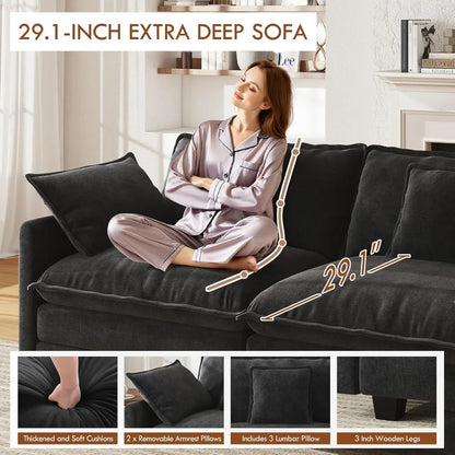 111.4” Cloud Couch, Modular Sectional Sofa with Ottoman