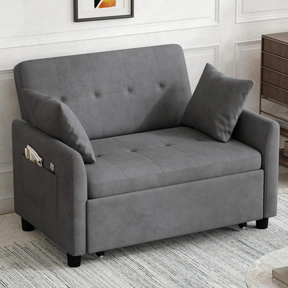 46in 3 in 1 Convertible Sleeper Sofa Velvet Loveseat