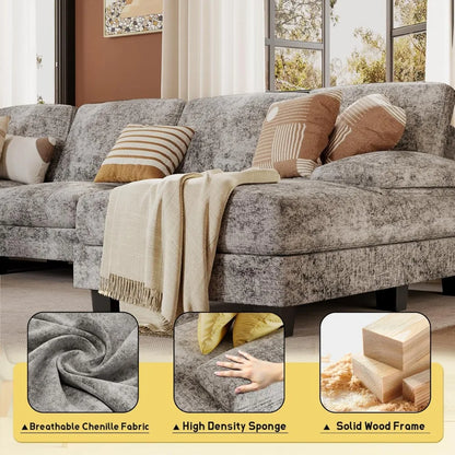 4 Seat Modern Sofa with Removable Pillows