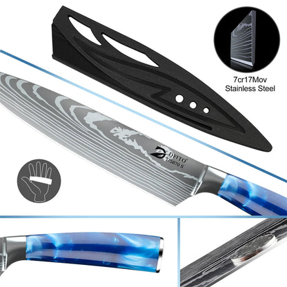 8pcs Kitchen Knife Damascus Stainless Steel Chef Knife