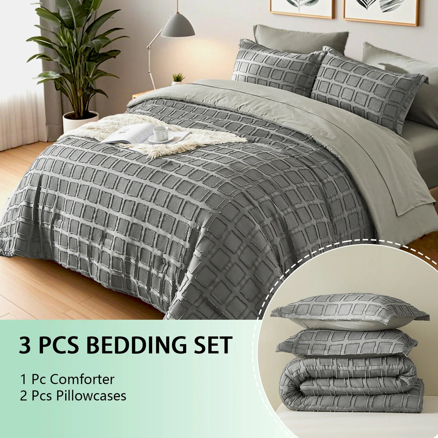 Solid color cut flower Queen size Comforter sets