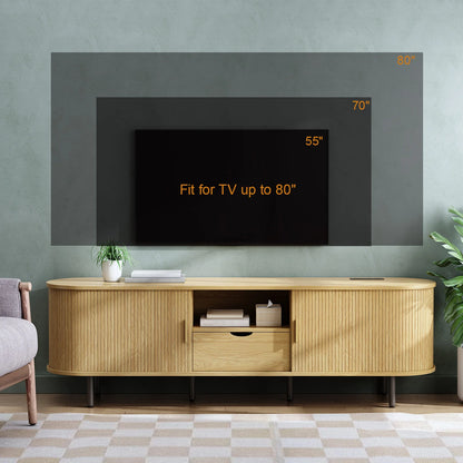 69" TV Stand w/ Power Outlet for TVs up to 80" w/ Adjustable Shelves