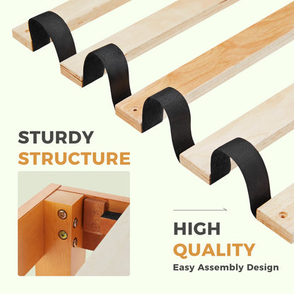 Solid Wood Bed Frame with Sturdy Slats
