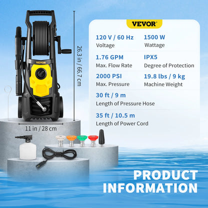 Electric Pressure Washer Power with Quick Connect Nozzles