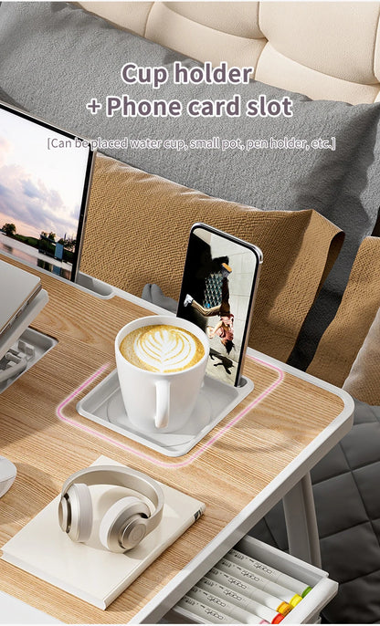 Foldable laptop desk with sturdy desk drawers