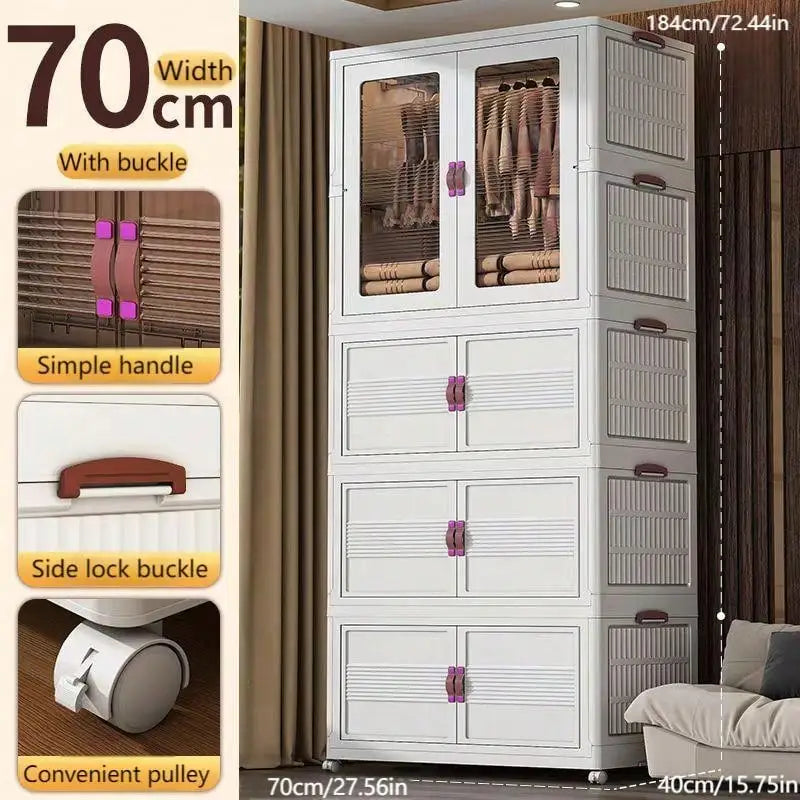 27.56 Inch 3pcs Folding Wardrobe Hanging Locker