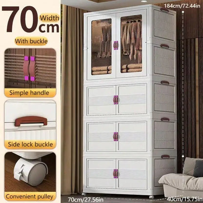 27.56 Inch 3pcs Folding Wardrobe Hanging Locker
