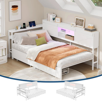Twin Corner Bed Frame With Charging Station