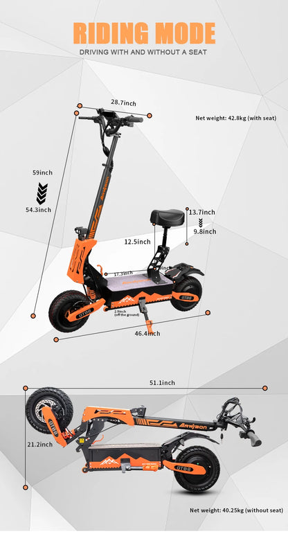 5600W Adult Electric Scooter Dual Motor Top Speed 46MPH