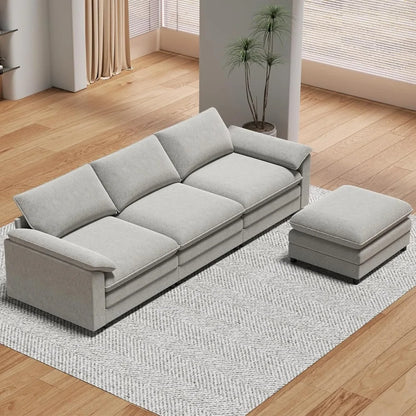 117" Oversized Sectional Sofa with Movable Ottoman