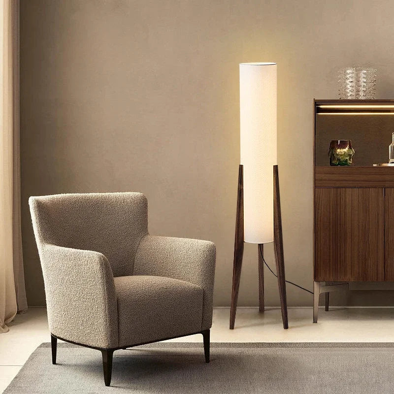 Japanese Retro Wabi-sabi Solid Wood Floor Lamp