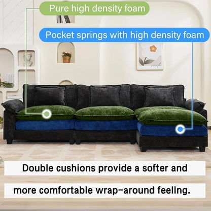 Comfy Cloud Couch Sectional Sofa with Ottoman