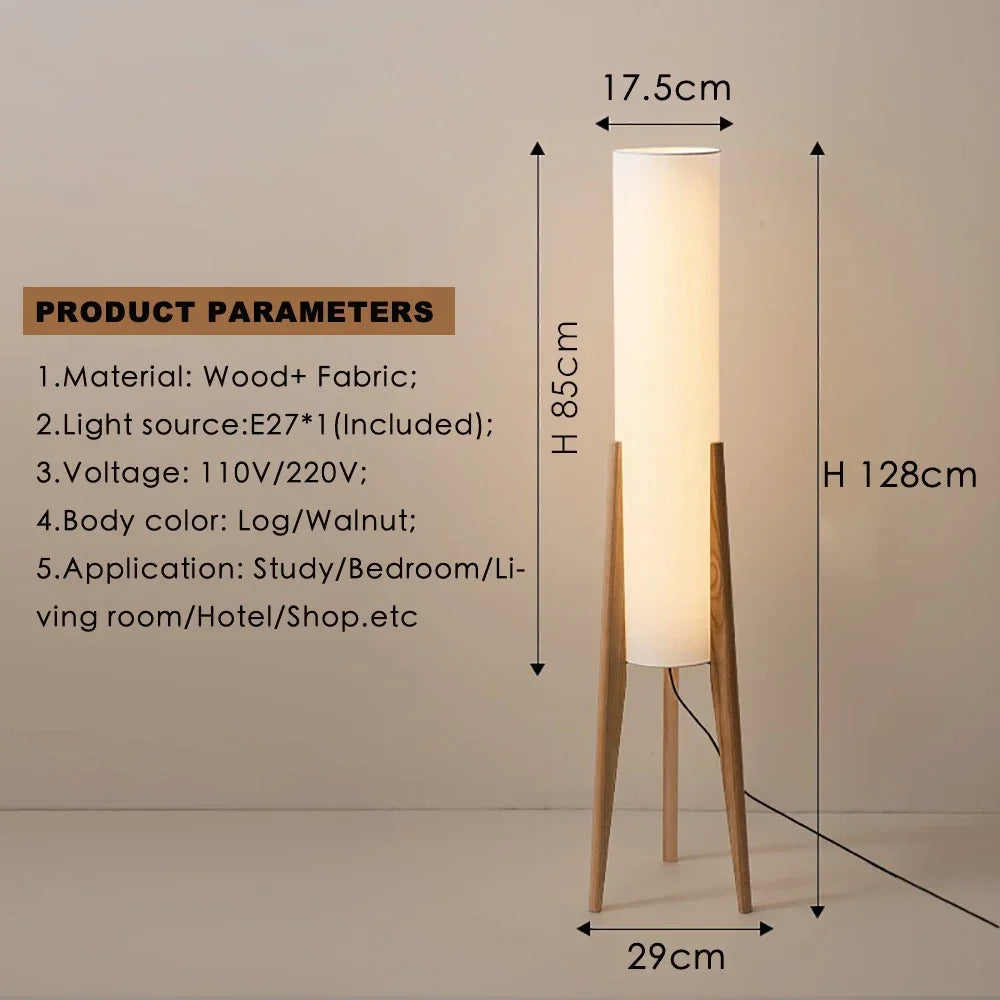 Japanese Retro Wabi-sabi Solid Wood Floor Lamp