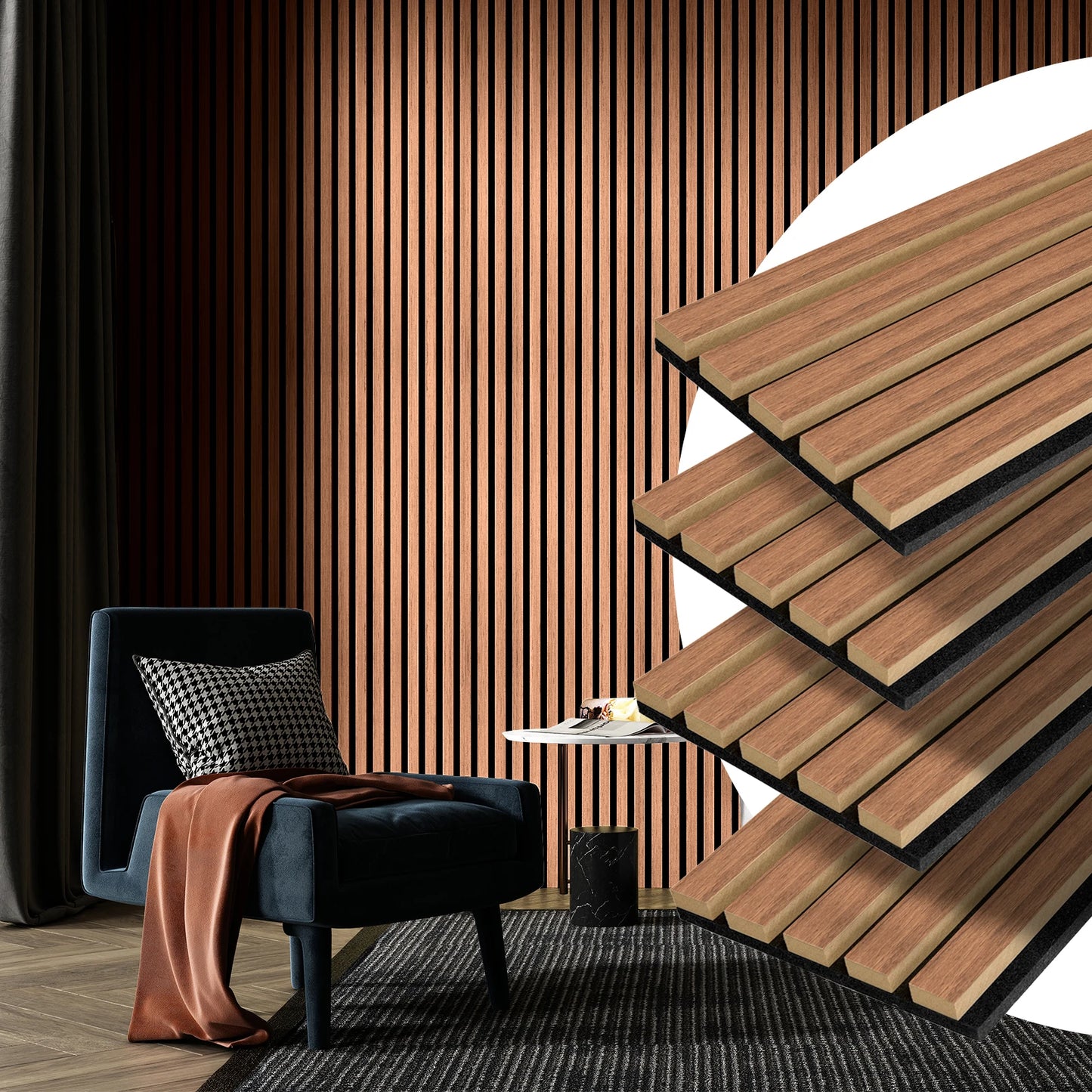 94.5x7.9-inch 4PCS Wood Noise Reduction 3D Textured Wall Panels