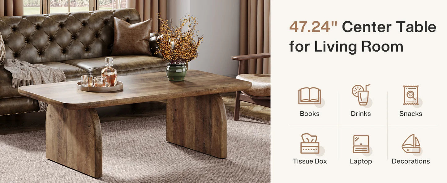 47.24-Inch Tribesigns Farmhouse Rectangular Coffee Table