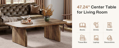 47.24-Inch Tribesigns Farmhouse Rectangular Coffee Table