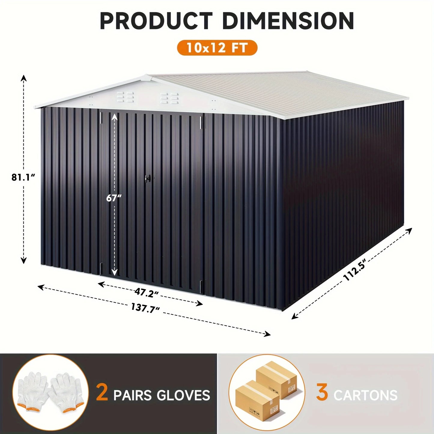 10x10~12x18FT Outdoor Heavy-Duty Frame Shed