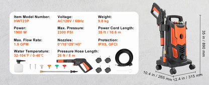 Electric Pressure Washer Power with Quick Connect Nozzles