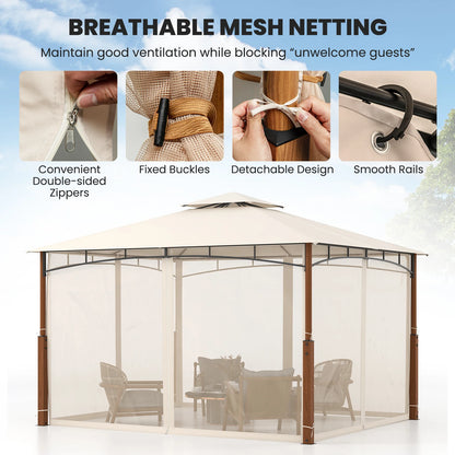 12' x 10' Outdoor Patio Gazebo w/ Netting