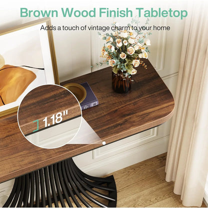 Industrial Entryway Table with Geometric Metal Base.