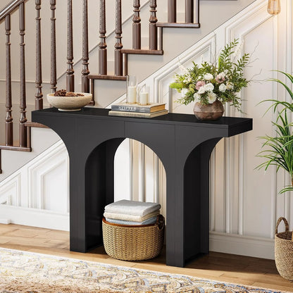47-Inch Modern Black Console Table for Entryway