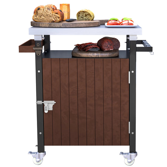 Outdoor Grill Cart with Stainless Steel Tabletop
