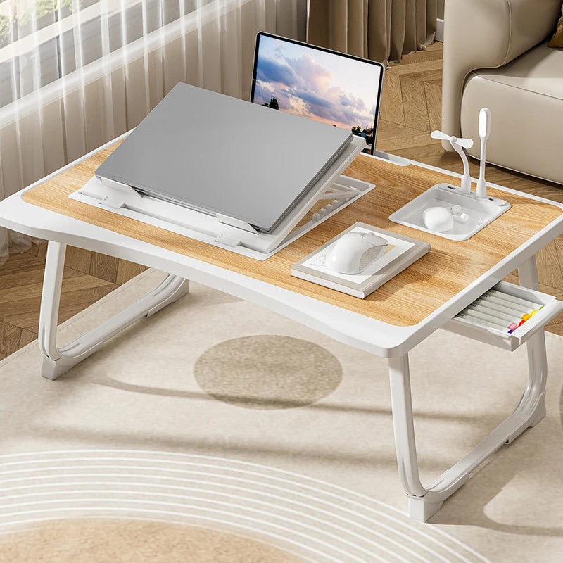 Foldable laptop desk with sturdy desk drawers