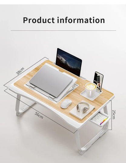 Foldable laptop desk with sturdy desk drawers
