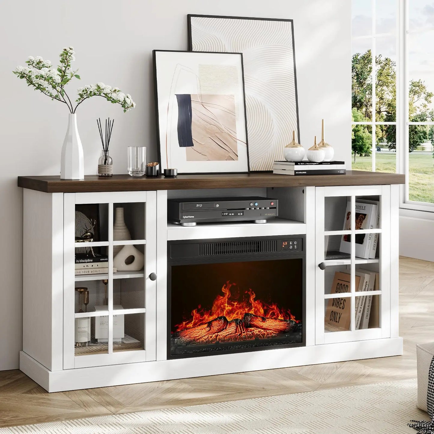 59-Inch TV Stand with 23-Inch Electric Fireplace
