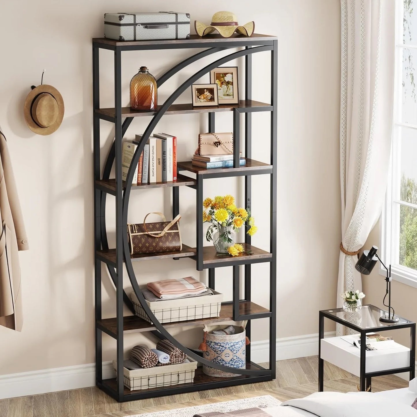 70.8 inch Tall Industrial 5-Tier Etagere Bookcase