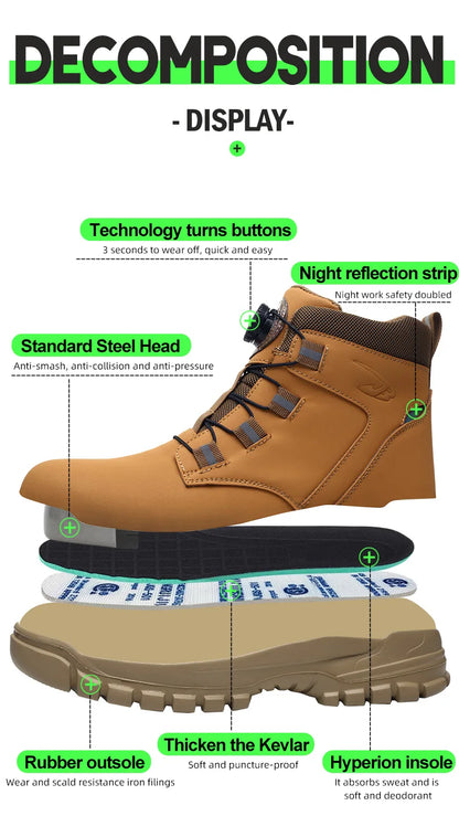 High Top Steel Toe Boots Slip Resistant Anti-Puncture