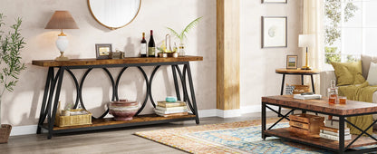 70.9 inch Long Console Table with 2 Tier Storage Shelf