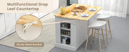 Kitchen island with 2 drawers, 5 adjustable shelves and spice rack