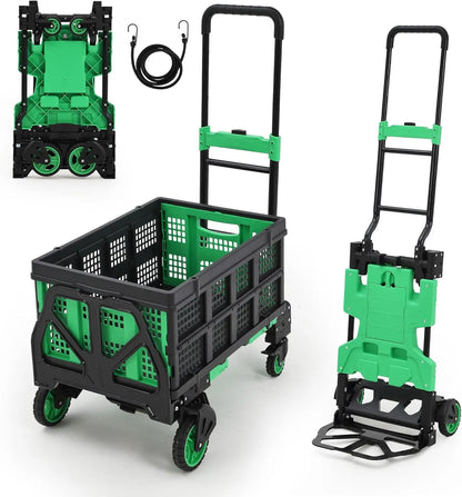 2-in-1 Folding Hand Truck with Foldable Basket