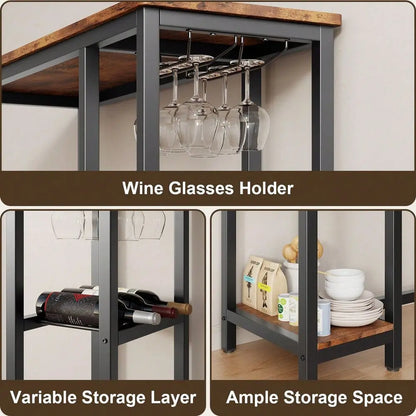3 - Piece Small Bar Dining Table Set For 2
