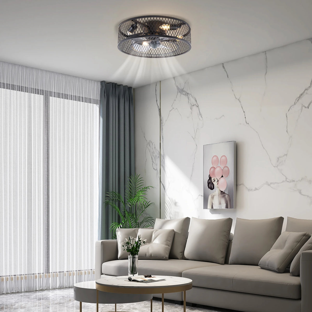 Low Noise Round Ceiling Fan with 3 Wind Speeds