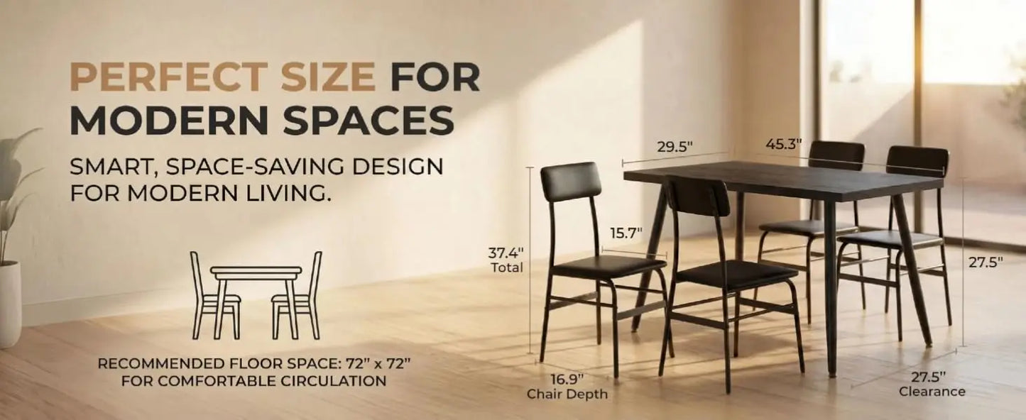 Modern Kitchen Table with Chairs 5-Piece Set